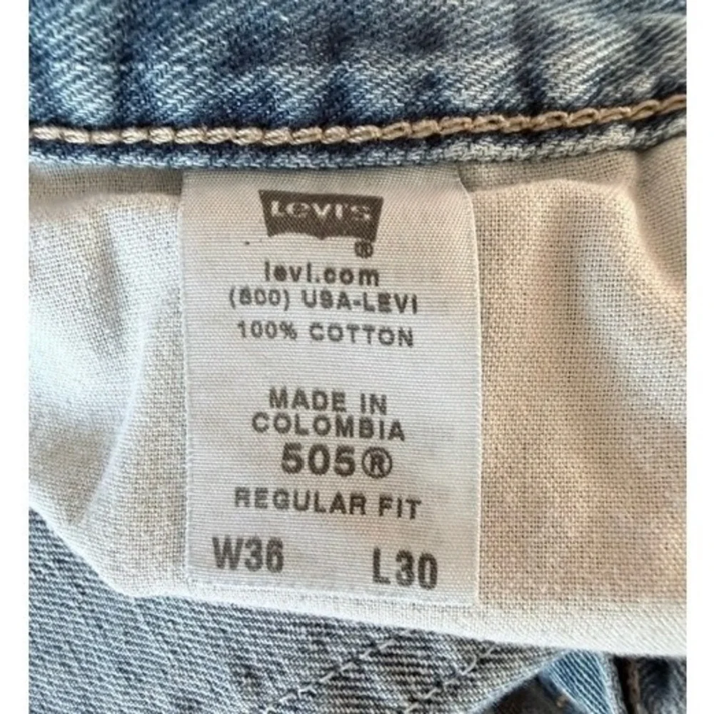 Levi's 505 Regular Fit Jeans Men's 36x30 Light Wash Straight Leg Denim